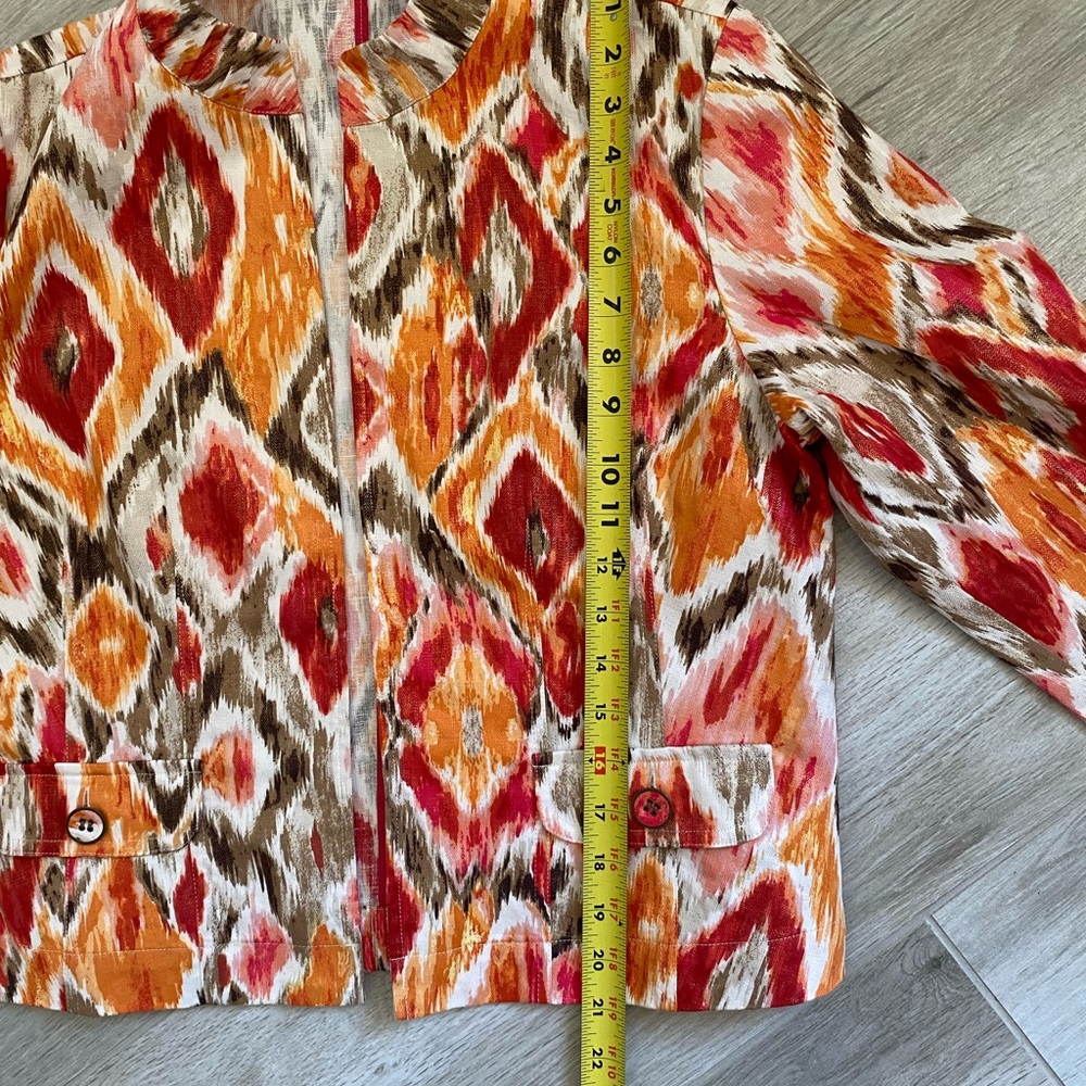Chico’s Multi Color Ikat Print Open Front Jacket - Picture 10 of 10